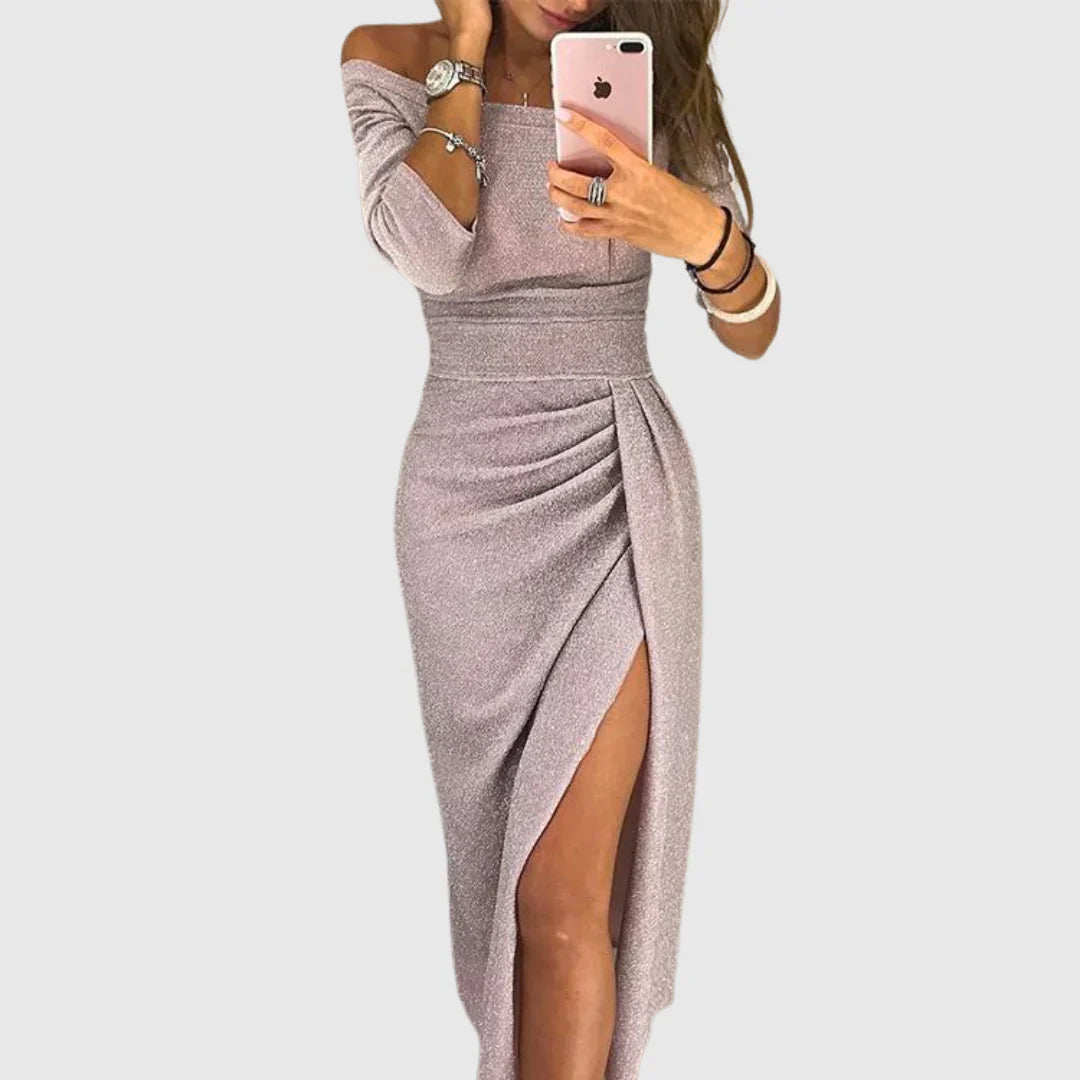 Isabeau | Elegáns áramló szabású halter maxi ruha