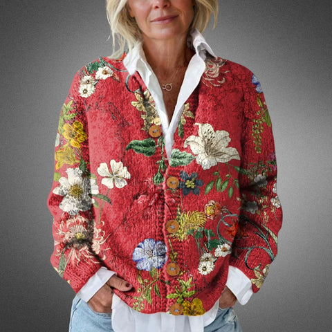 Aureliana | Vintage Virágmintás Kötött Kardigán