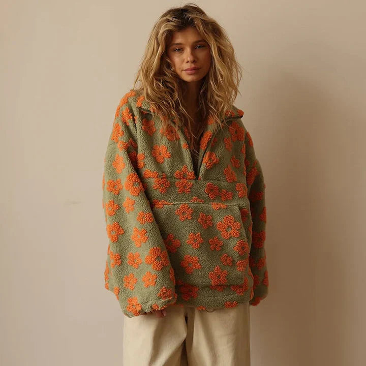 Suzan | Virágmintás női polár pulóver