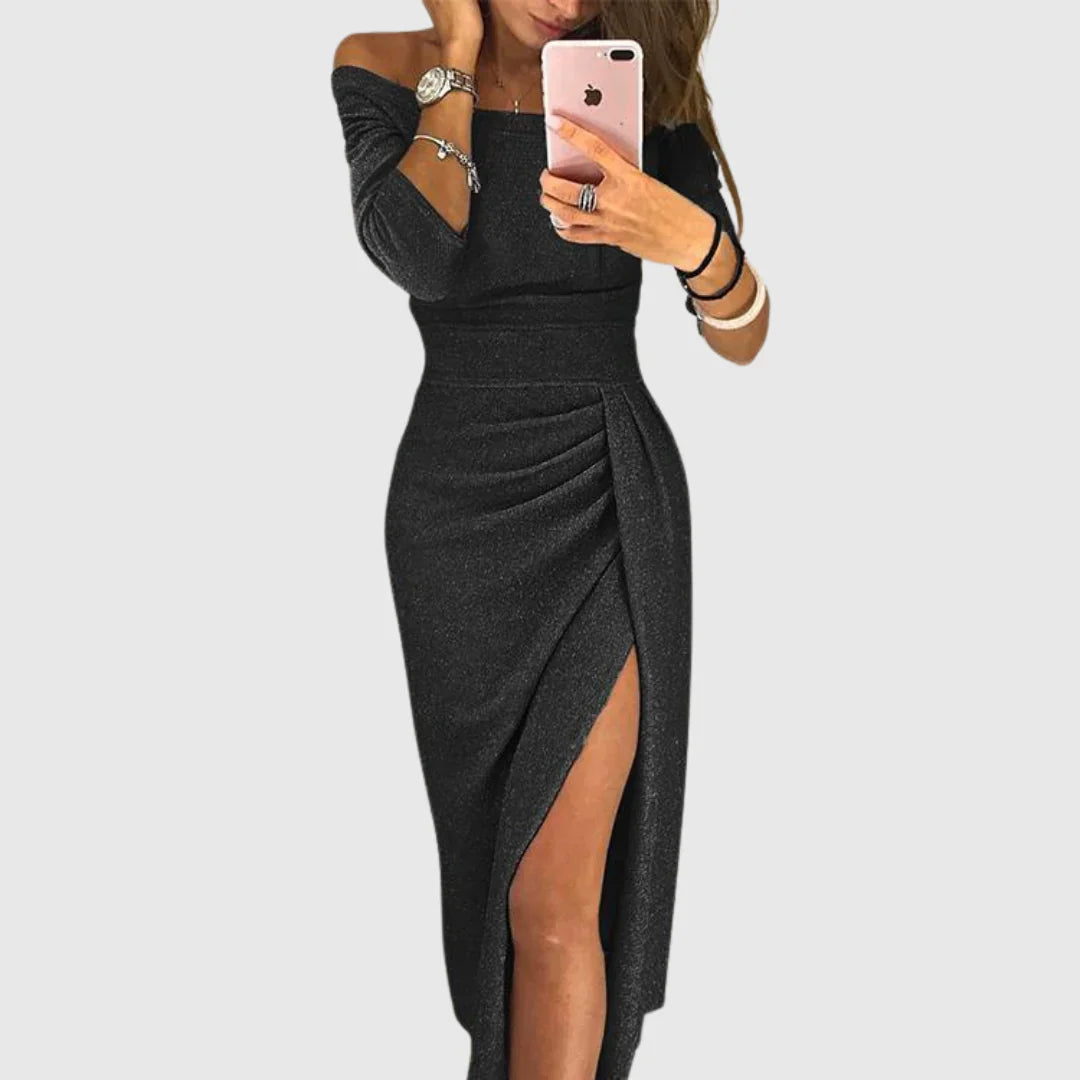 Isabeau | Elegáns áramló szabású halter maxi ruha