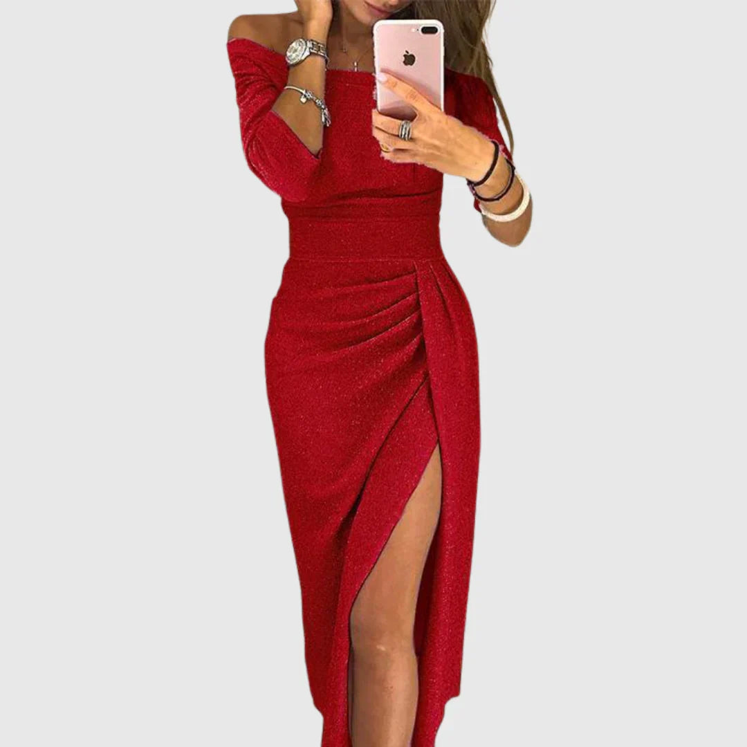 Isabeau | Elegáns áramló szabású halter maxi ruha