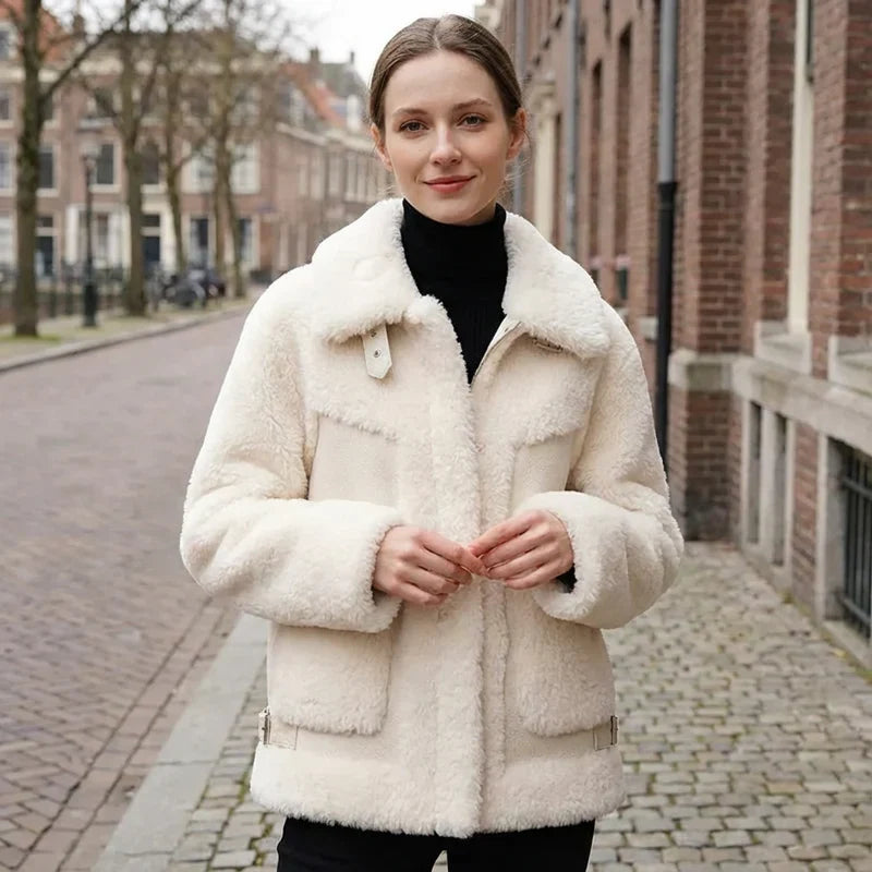 Alisiya | Meleg Gyapjúkeverék Sherpa Kabát