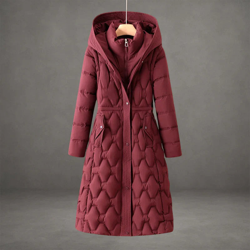 Elynora | Hosszú Kapucnis Steppelt Kabát