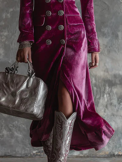 Vera | Bársony hatású blézer stílusú maxi ruha