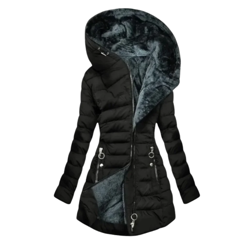 Lucia | Női meleg kapucnis télikabát műszőrme béléssel