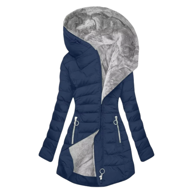 Lucia | Női meleg kapucnis télikabát műszőrme béléssel