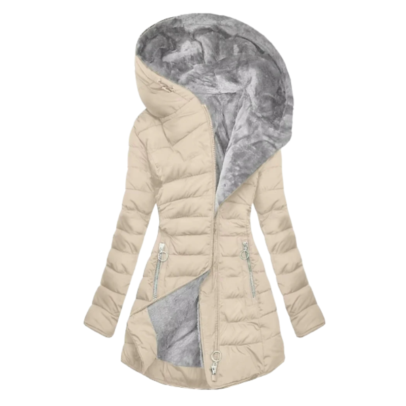 Lucia | Női meleg kapucnis télikabát műszőrme béléssel