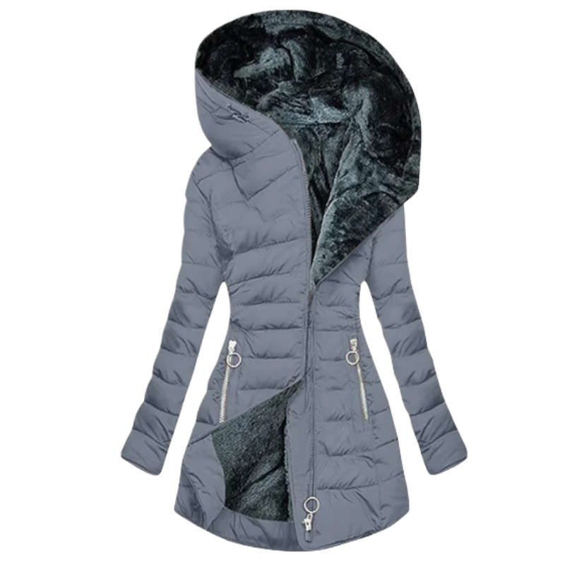 Lucia | Női meleg kapucnis télikabát műszőrme béléssel