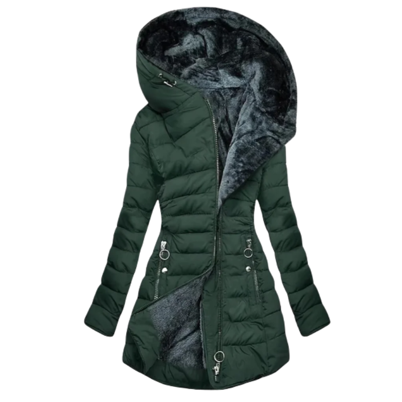 Lucia | Női meleg kapucnis télikabát műszőrme béléssel
