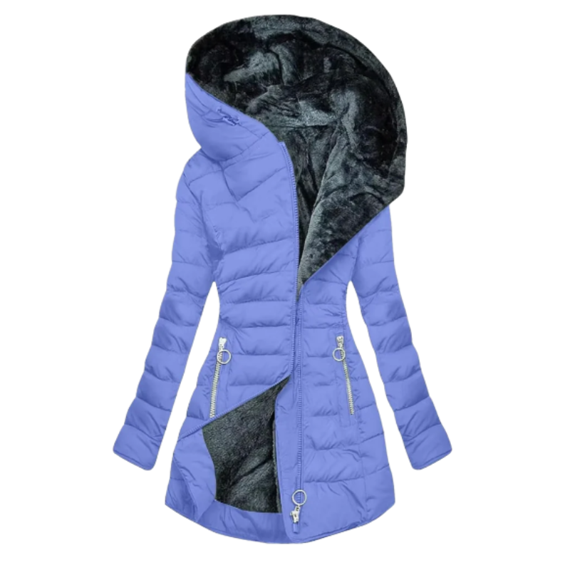 Lucia | Női meleg kapucnis télikabát műszőrme béléssel