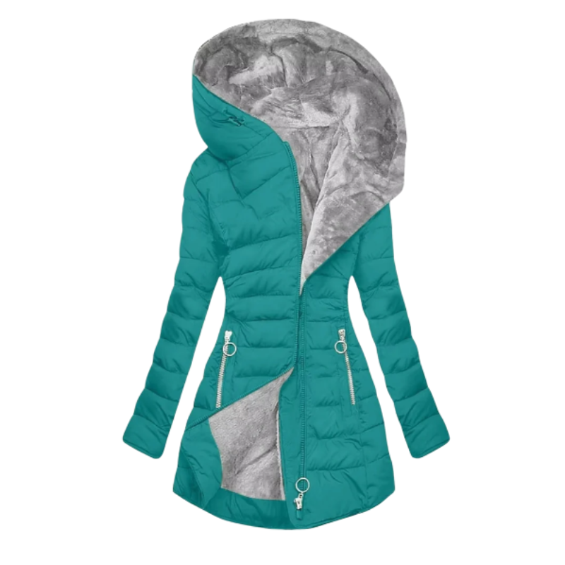 Lucia | Női meleg kapucnis télikabát műszőrme béléssel